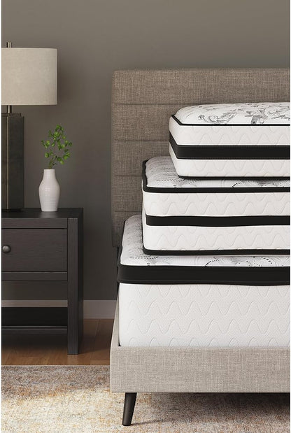 Signature Design by Ashley Queen Size Chime 10 Inch Medium Firm Hybrid Mattress with Cooling Gel Memory Foam for Pressure Relief, Fiberglass Free, Mattress In A Box