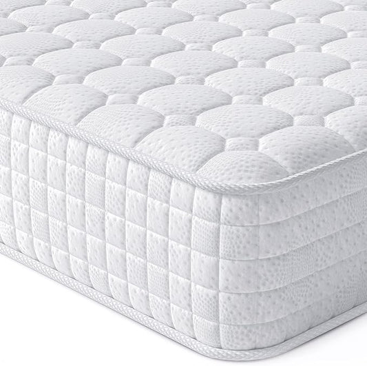 Vesgantti 8 Inch Multilayer Hybrid Twin XL Mattress - Multiple Sizes & Styles Available, Ergonomic Design with Memory Foam and Pocket Spring, Medium Firm Feel, White