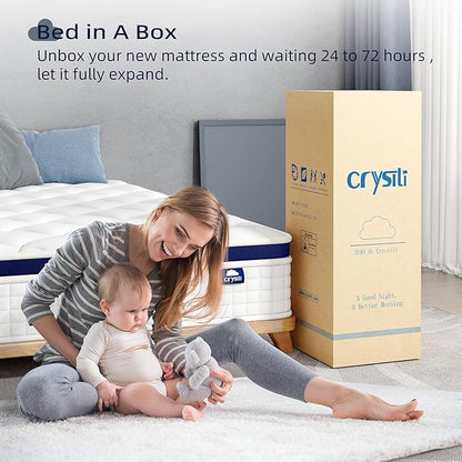 Queen Mattress 10 Inch - Hybrid Mattress Bed in a Box, Medium Firm Support, Pressure & Pain Relief for All Sleepers, CertiPUR-US Certified, Fiberglass-free, Reinforced Edge Support, Motion Isolation