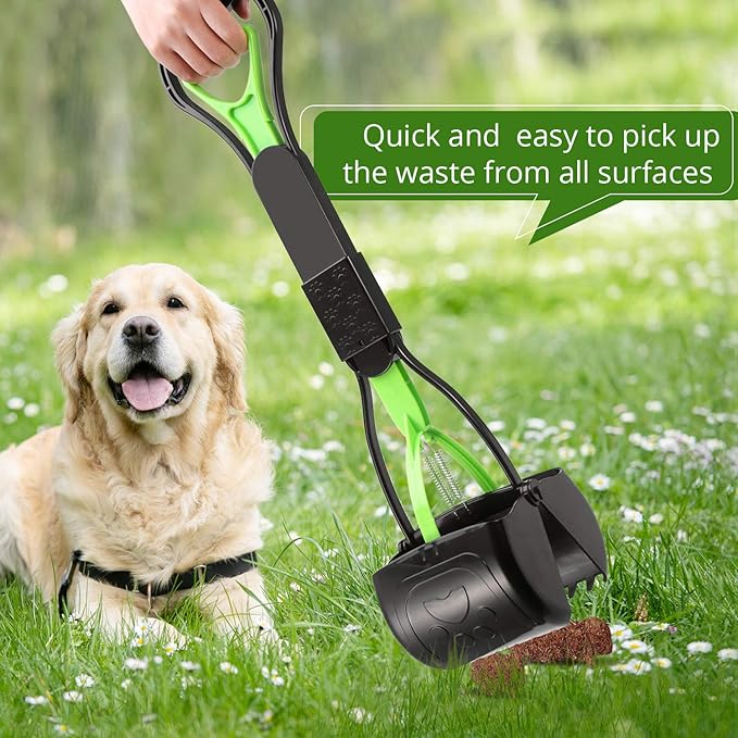 PPOGOO Non-Breakable Pet Pooper Scooper for Dogs and Cats with Long Handle High Strength Material and Durable Spring for Easy Grass and Gravel Pick Up-Mewly Pet