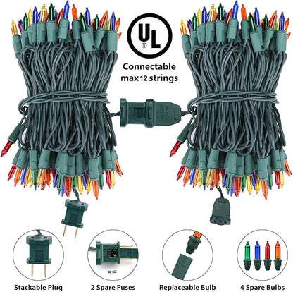 Toodour Multicolor Christmas Lights, 12.5ft 50 Count Incandescent Christmas String Lights, UL Certified Connectable Green Wire Xmas Lights for Tree, Holiday, Party, New Year, Indoor Xmas Decorations