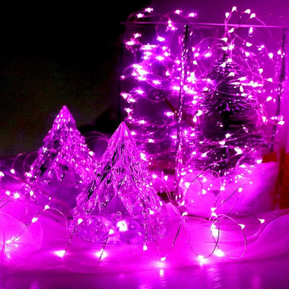 [6-Pack] 7Feet Starry String Lights,Fairy String Lights 20 Micro Starry Leds On Silvery Copper Wire 2pcs CR2032 Batteries Included,Works for Wedding Centerpiece,Party,Christmas Table Decor (Pink)