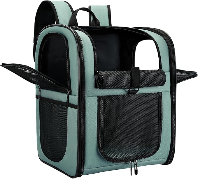 Apollo Walker Dog & Cat Carrier Backpack for 4-15lb Pets - Ventilated Safe Design with Padded Back Support, Breathable Mesh Pet Backpack for Hiking, Travel, Outdoor (Blue)-Mewly Pet