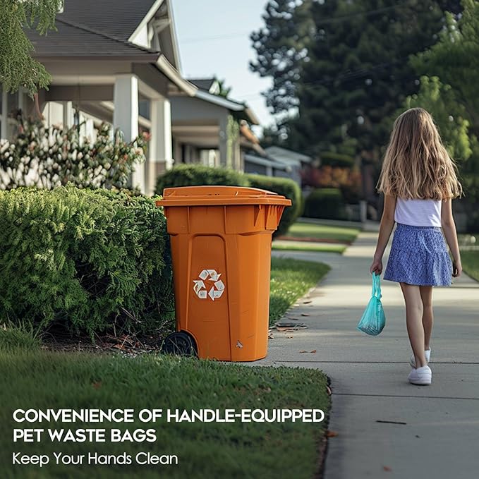 Compostable Dog Poop Bags for Swivel Bin & Rake Dog Pooper Scooper, AYOTEE Heavy Duty Poop Bags for Dogs Biodegradable,Tear-Free Large Dog Bags for Poop 50 Packs, Dog Waste Bags with Handles, Green-Mewly Pet