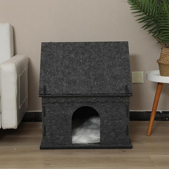 2-Tier Indoor Cat Apartment，Cozy Pet Cat Bed, Hideaway, and Sturdy Cat Castle for Multiple and Large Cats-Mewly Pet