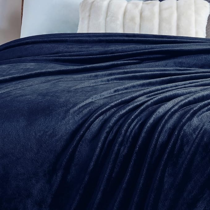 Walensee Fleece Blanket Plush Throw Fuzzy Lightweight (California King Size 108x102navy Blue) Super Soft Microfiber Cal King Size Flannel Blankets for Couch, Bed, Sofa Warm and Cozy for All Seasons