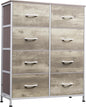 WLIVE Fabric Dresser for Bedroom, Tall Dresser with 8 Drawers, Storage Tower with Fabric Bins, Double Dressers, Chest of Drawers for Closet, Living Room, Hallway, Greige