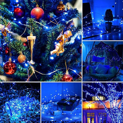 Sanniu Led Fairy Lights Battery Operated, 1 Pack Mini Battery Powered Copper Wire Starry String Lights for Christmas, Parties, Wedding, Bedroom, Patio, Indoor, Home Decoration (5m/16ft Blue)