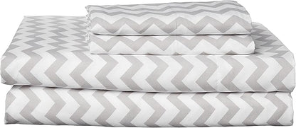 King Size Sheets - Breathable Luxury Bed Sheets with Full Elastic & Secure Corner Straps Built In - 1800 Supreme Collection Extra Soft Deep Pocket Bedding Set, Sheet Set, King, Chevron Gray