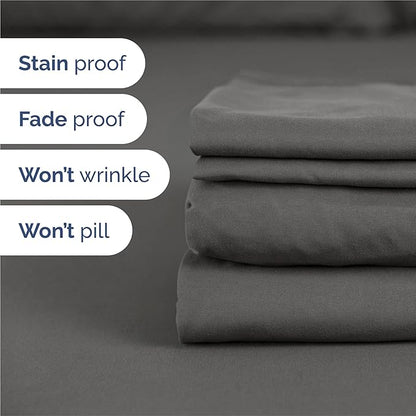 King 6 Piece Sheet Set - Comfy Breathable & Cooling - Ultra Soft Hotel Luxury Bedding Set w/ 8-16 Inch Deep Pockets - 1 Flat & 1 Fitted Sheet & 4 Pillowcases - Wrinkle Free and Easy Care - Charcoal