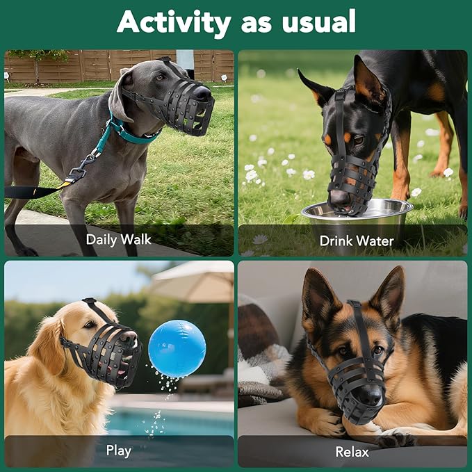 Mayerzon Dog Muzzle for Medium Large Dogs, Humane Basket Muzzle, Soft & Lightweight & Adjustable | Anti Biting Chewing Eating, Suits Training Walks Grooming Vet Visits, Drink & Pant Easily (Black, L)-Mewly Pet