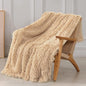 Tuddrom Decorative Extra Soft Faux Fur Throw Blanket 50"x60",Solid Reversible Fuzzy Lightweight Long Hair Shaggy Blanket,Fluffy Cozy Plush Fleece Comfy Microfiber Blanket for Couch Sofa Bed,Apricot