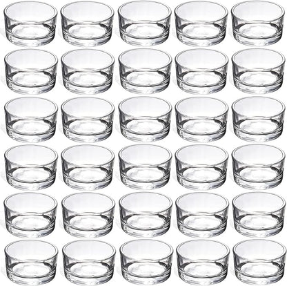 GOLDEAL 60-Pcs Tealight Candle Holders,Small Clear Glass,Tealight Holders Bulk Use for Weddings Parties Dinner,for 1.5" Tealight. Candle Mould