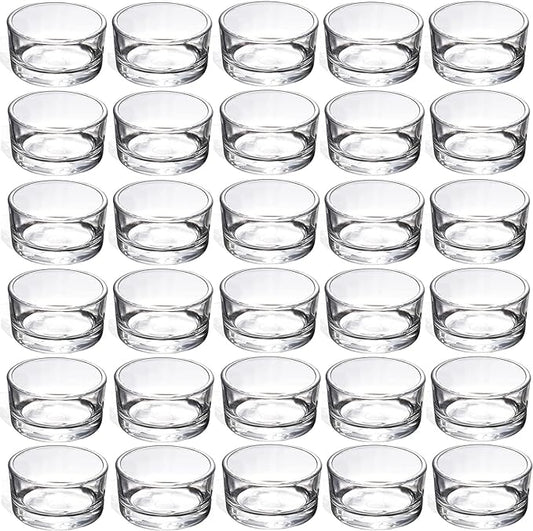GOLDEAL 60-Pcs Tealight Candle Holders,Small Clear Glass,Tealight Holders Bulk Use for Weddings Parties Dinner,for 1.5" Tealight. Candle Mould