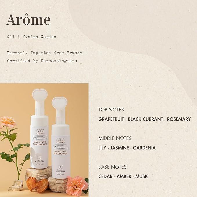 YUKIMI Premium Amino Acid Paw Cleanser with Silicone Bristle Brush for Dogs & Cats | Dermatologist Certified Hypoallergenic | Hydrating, Soothing, Deodorizing, Moisturizing | pH Balanced - 5.0 Fl Oz-Mewly Pet