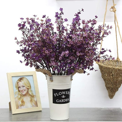 JAKY-Global Babys Breath Fabric Cloth Artificial Flowers 12 Bundle European Fake Silk Plants Farmhouse Decor Wedding Party Decoration Bouquets Real Touch DIY Home Garden (Autumn Purple-12pcs)