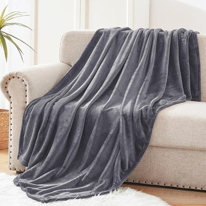 Exclusivo Mezcla Fleece Throw Blanket for Couch, Sofa, 300GSM Super Soft and Warm Blankets, Dark Grey Throw All Season Use, Cozy, Plush, Lightweight, 50x60 Inches