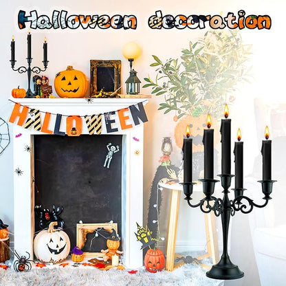Metal Candle Holders 5 Wicks Black Candle Holders for Candlesticks Taper Candles（10.6 inch Tall Candelabra, for 1/2-1 inch Pillar Candles Diameter Each）,Candle Stand Decoration