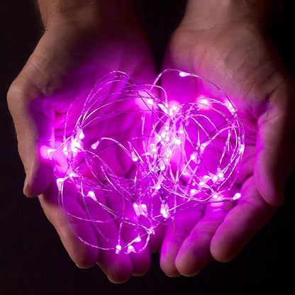 2 Sets 20 LEDs Pink Color String Lights Silver Wire Indoor and Outdoor 6.5 Feet Firefly Starry Fairy Lights Battery Powered for DIY, Christmas, Holidays, Party, Bedroom and Centerpieces