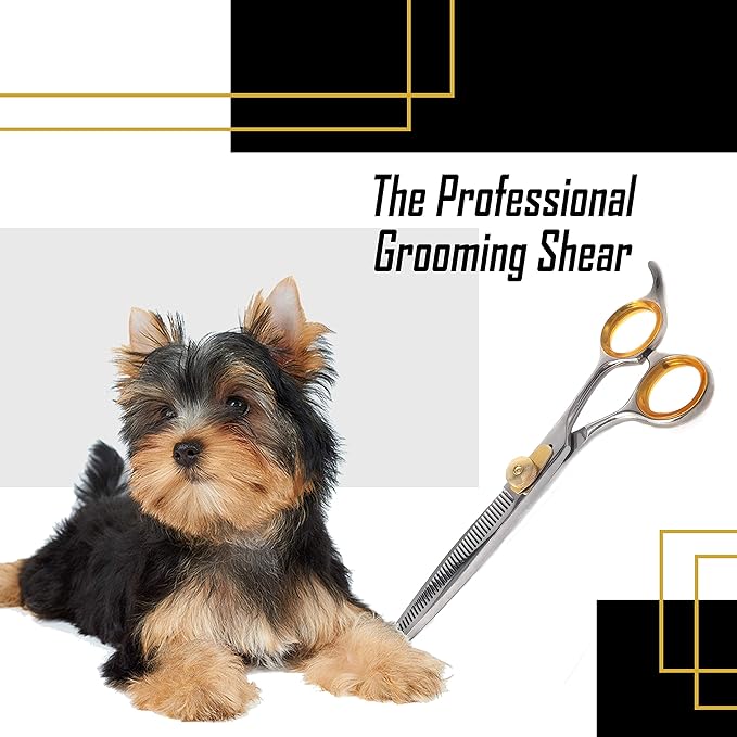 Professional Cat and Dog Grooming Scissors heavy-duty Pet Thinning Scissors for Dogs and Cats, 440c Japanese Steel Comfortable Long-Lasting Sharpness for Years (Contemporary)-Mewly Pet