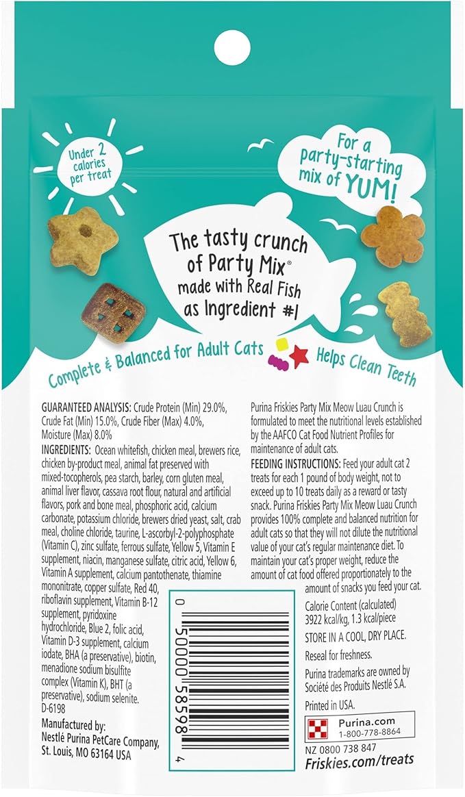Purina Friskies Party Mix Cat Treats (Meow Luau, 2.1 Ounce (Pack of 6))-Mewly Pet