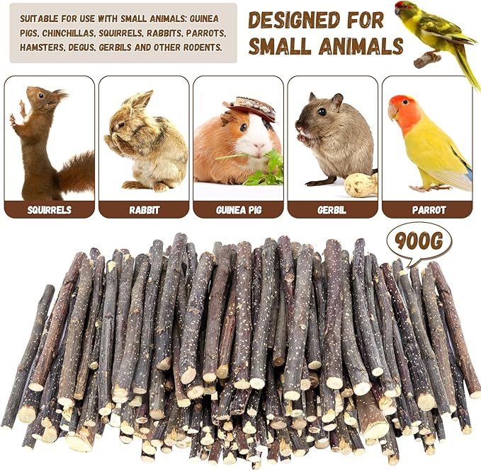 900g/2lb Small Apple Sticks Animals Molar Wood Treats Toys for Rabbits Chinchillas Guinea Pig Hamster Gerbil Parrot Bunny and Small Animals Chew Stick Toys Treats-Mewly Pet