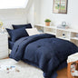 HYMOKEGE Navy Blue Twin XL Comforter Set Seersucker 5 Pieces, All Season Luxury Bed in a Bag for Bedroom, Bedding Set with Comforter, Sheets, Pillowcase & Sham