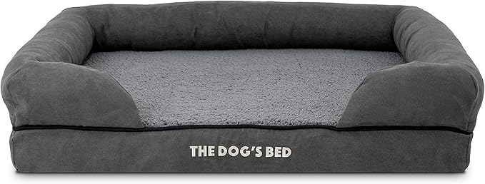 The Dog’s Bed, Medium Grey Plush Memory Foam, Pain Relief: Arthritis, Hip & Elbow Dysplasia, Post Surgery, Lameness, Supportive, Calming, Washable Cover, Veterinary Approved-Mewly Pet
