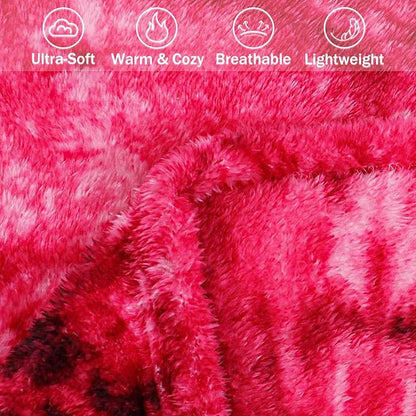 Exclusivo Mezcla Plush Fuzzy Fleece Throw Blanket Extra Large, Super Soft, Fluffy and Warm Blankets for Couch, Bed, Suitable for All Seasons (50x70 Inches, Tie Hot Pink)