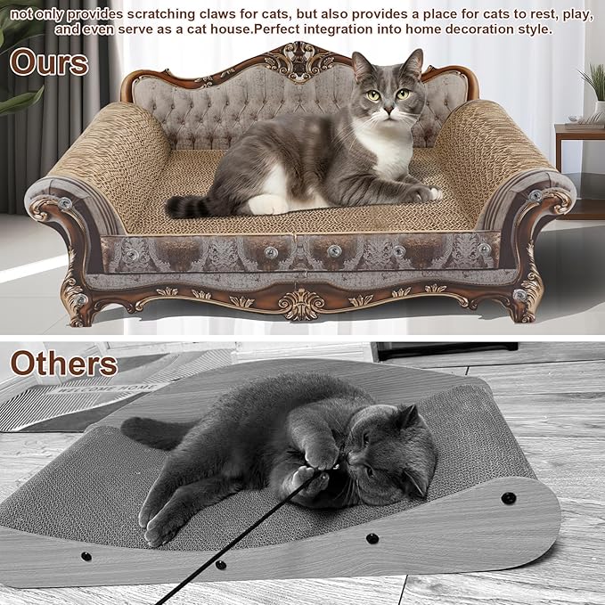 Sofa Shaped Scratching Couch,Thick Scratching Cardboard, Lounge Bed for Indoor Rest&Play, Sofa Scratcher Pad (23 "L X 12.2" W X 10.6 "H)-Mewly Pet