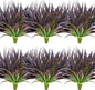 16pcs Artificial Plants Outdoor Flowers UV Resistant Fake Tall Grass Plants Faux Tropical Shrubs Plastic Greenery Bushes Front Porch Patio Garden Outside Decoration (Purple)