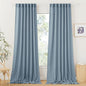 RYB HOME Semi Sheer Curtains for Living Room Dining Room, Linen Texture Window Decor Sun Protection Modern for Bathroom Doorway, W 52 x L 102 inch, 2 Pcs, Dusty Blue