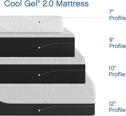 Cool Gel Chill 14 Inch Medium Firm Memory Foam Mattress Twin XL Size, with Bonus Cool Gel Memory Foam Bed Pillow, 14" with Pressure Relief, CertiPUR-US Certified, Cooling Twin XL Mattress in a Box