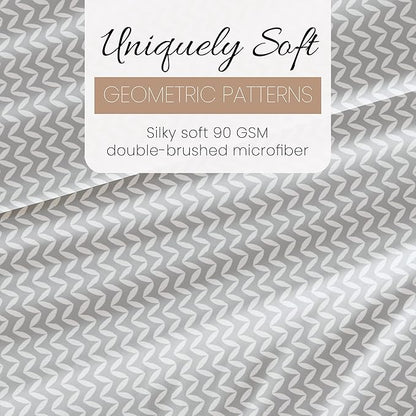 Linen Market Double-Brushed Patterned Microfiber Twin Sheet Set 3 Piece – Oeko-TEX Certified Ultra Soft & Wrinkle-Free - 16" Deep Pocket Sheets - Easy Care Twin Size - Puffed Chevron Light Gray