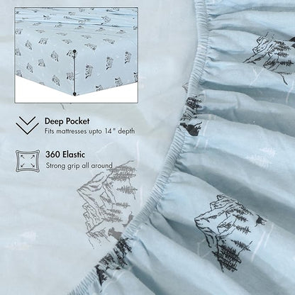 RUVANTI Flannel Sheets California King Size - 100% Cotton Brushed Cal King Bed Sheets Set - Deep Pockets 14 Inches - All Seasons Breathable & Extra Soft - Warm & Cozy, 4 Piece, Soul Dog