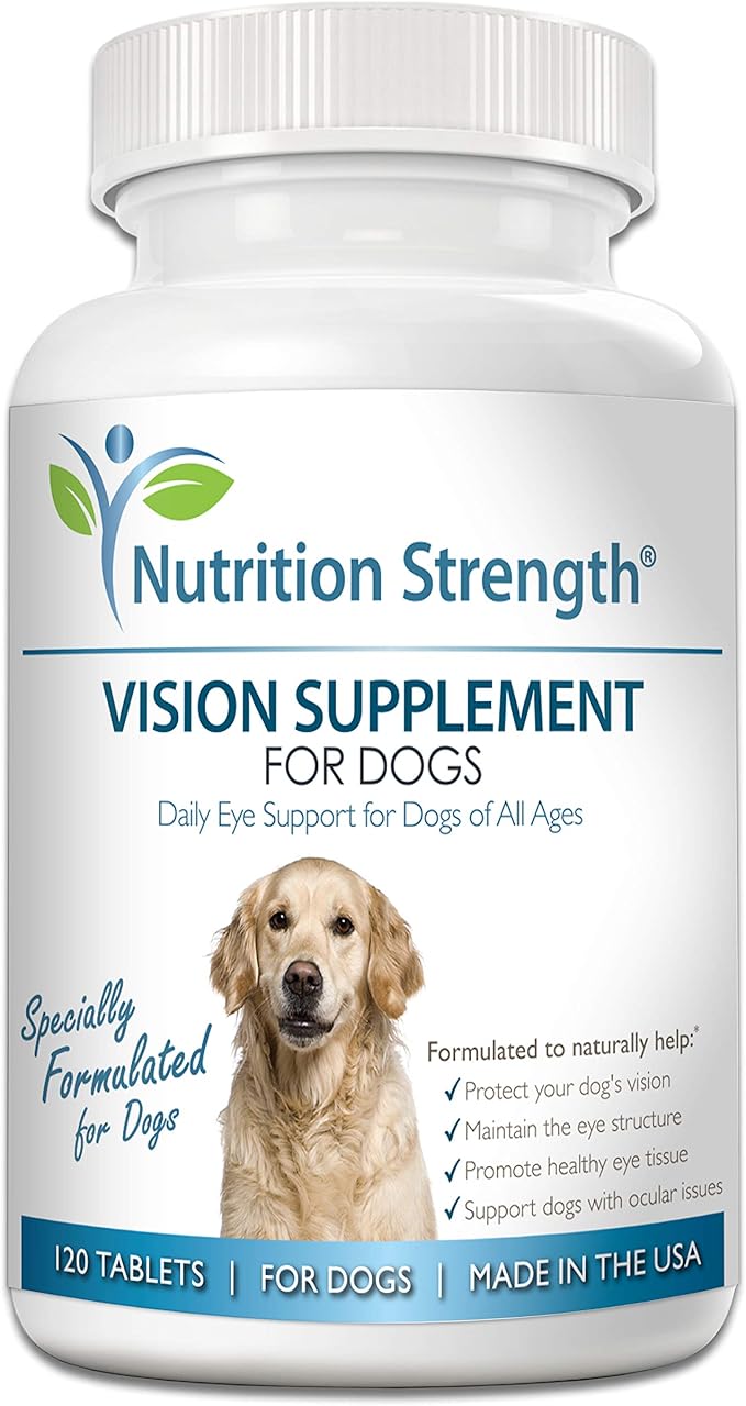 Eye Care for Dogs Daily Vision Supplement with Lutein, Zeaxanthin, Astaxanthin, CoQ10, Bilberry Antioxidants, Vitamin C, Vitamin E Support for Dog Eye Problems, 120 Chewable Tablets-Mewly Pet