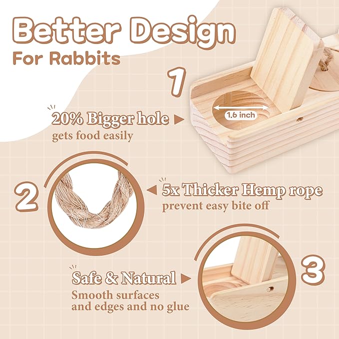 SoulThink® Interactive Wooden Pet Rabbit Toys - Sniff n' Snack Bunny Chew Toys for Rabbit Treats, Suited as Guinea Pig Toys, Hamster Toys for Boredom, Bunny Toys for Rabbits Keep Busy (2 Sets)-Mewly Pet