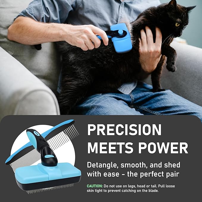 Maxpower Planet Pet Grooming Brush - Double Sided Shedding and Dematting Undercoat Rake Comb for Dogs and Cats,Extra Wide (C2 - Brush & Comb, Large)-Mewly Pet