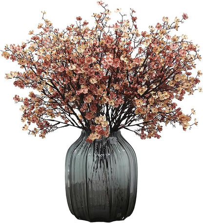 JAKY-Global Babys Breath Silk Artificial Flowers 6 Bundle European Fake Flowers Decor Wedding Party Fall Stems Decoration Bouquets DIY Home Garden,Farmhouse,Living Room Decor (Beige Brown-6pcs)