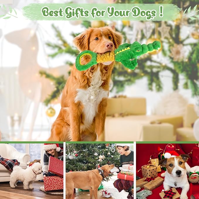 Large Dog Toys, Plush Squeaky Dog Toy with Crinkle Paper and Tug of War Handle, Interactive Puppy Toys for Small, Medium and Large Dogs-Mewly Pet