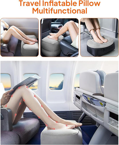 Sunany Inflatable Foot Rest Pillow for Travel, Kids/Adults Airplane Travel Pillow-Adjustable Height Cushions,for Kids to Sleep While Traveling,Suitable for Office, Home and Any Travell (1 Pack)