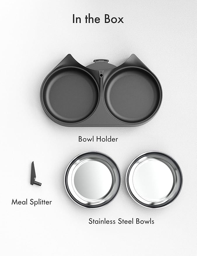 PETLIBRO Pet Food Splitter with Stainless Steel Bowls, Automatic Cat Feeder Bowls for Two Cats or Dogs, Suitable for PETLIBRO Automatic Cat Feeder PLAF005, PLAF006, PLAF103, PLAF203-Mewly Pet