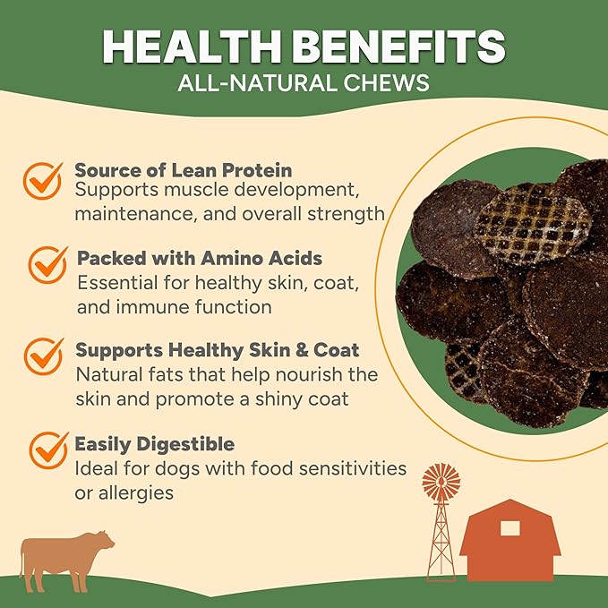 Gaines Family Farmstead Beef Chips for Dogs – 6 oz, Natural Single-Ingredient Dog Treats, High-Protein Rawhide-Free Chews, Healthy Grain-Free Snacks, Made in USA-Mewly Pet