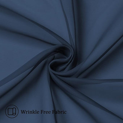 Aiyufeng Sheer Navy Blue Curtains 108 inch Length 2 Panels Set, Airy Soft-Touching Rod Pocket Voile Drapes for Living Room/Bedroom, Each 40W x 108L