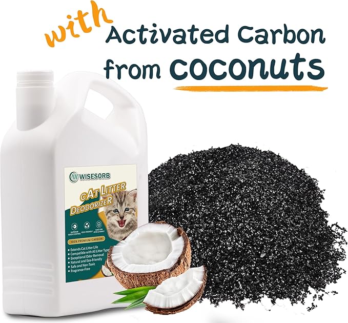 Cat Litter Deodorizer - 4Lb Activated Carbon Litter Box Odor Eliminator Absorber Unscented, Cat Litter Odor Control Room Deodorizer Solution for Homes with Pets-Mewly Pet