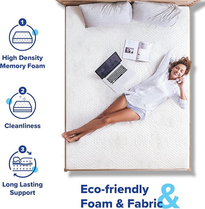 Olee Sleep Full Mattress, 8 Inch Gel Memory Foam Mattress, Gel Infused for Comfort and Pressure Relief, CertiPUR-US Certified, Bed-in-a-Box, Medium Firm, Full Size