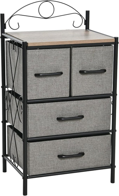 Household Essentials Victorian Style 4-Drawer Storage Organizer Unit, Black and Grey