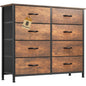 DWVO 8 Drawers Fabric Dresser, Furniture Storage Tower Cabinet, Organizer for Bedroom, Living Room, Hallway, Closet, Sturdy Steel Frame, Wooden Top, Easy-to-Pull Fabric Bins