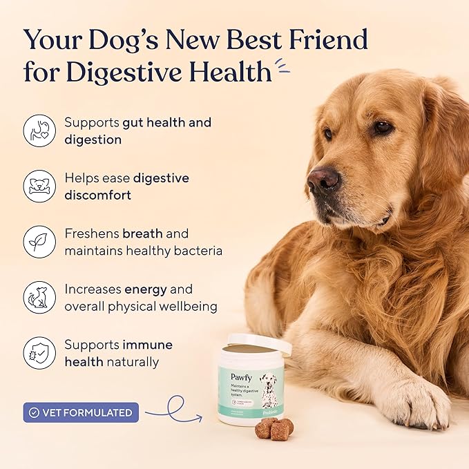 Pawfy Probiotics for Dogs | Supports Digestive Health, Diarrhea for Small and Large Dogs | Improves Gut Health | Anti Yeast Supplements | Promotes Skin Health and Seasonal Allergies Support - 30 Chews-Mewly Pet