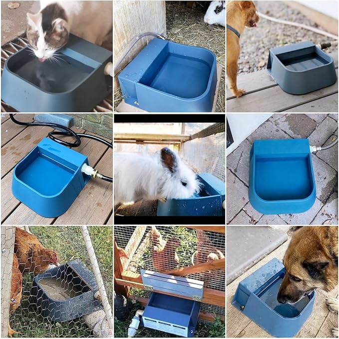 NAMSAN Automatic Dog Water Dispenser with Float Valve, 3/4'' Adapter, Outdoor Automatic Water Dispenser for Cats Chicken Animals, Goat Waterer, Livestock Water Trough-Mewly Pet